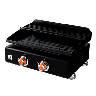 Plancha à gaz 2 feux SILVIA II noir - 57,5x45x26,5 cm - Gedimat