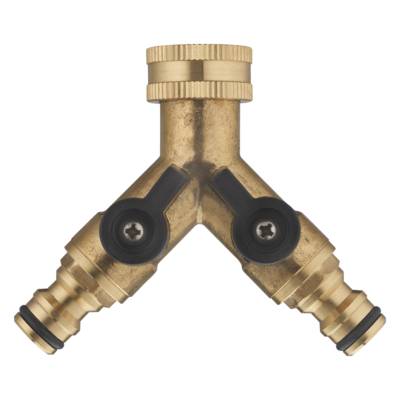 Nez de robinet double en laiton Y - femelle mob. ø20 x 27 mm mâle automatique - Gedimat - NOYON ET THIEBAULT