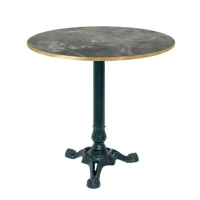 Table pied noir Ø70cm pierre metallisee chants laiton - intérieur - RestooTab