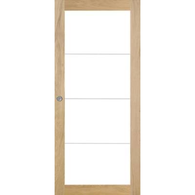 Porte coulissante pleine BORA chêne rustique ultra mat brossé - 204 x 83 cm - Gedimat