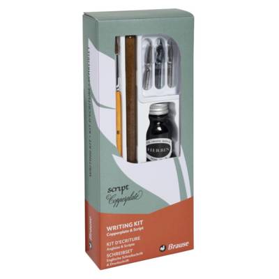 Set plumes "écriture" avec Porte Plume, Plumes, Pinceau et Encre