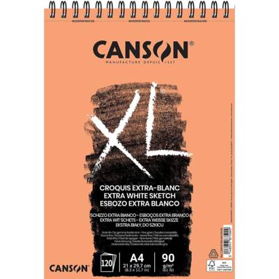 Bloc Dessin Spiralé XL Extra White A4 - 90 g - 120 feuilles