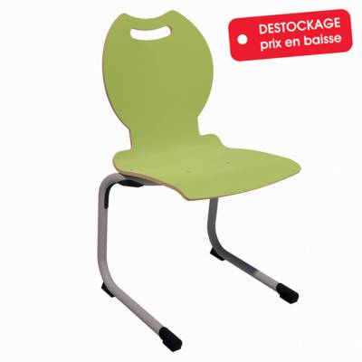 Chaise ALUMIT AST coque Bandana stratifié chant brut piètement époxy - T6 - vert anis/gris alu RAL 9006 - Mobidecor