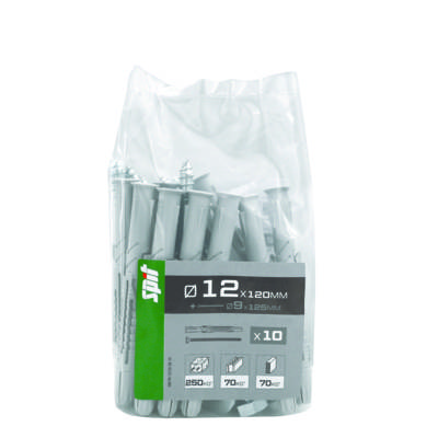 Cheville traversante D12x120mm avec vis tête hexagonal D9x125mm - Gedimat