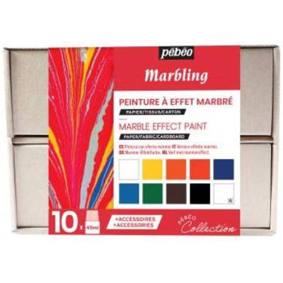 Coffret Collection Peinture à Effet Marbré - 10 Flacons Bouchon Pipette de 45 ml