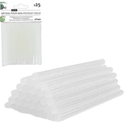 Pack de 25 Bâtons de Colle chaude 7mm Transparent pour Pistolet à Colle Glue Gun
