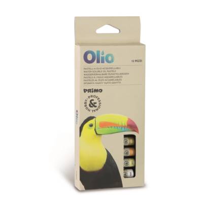 Boîte en carton de 12 pastels à l'huile  Aquarellables, avec  bande de papier