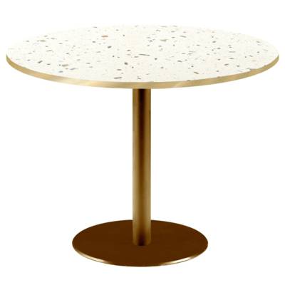 Table pied Doré Ø120cm terrazzo cassata chants laiton - intérieur - RestooTab