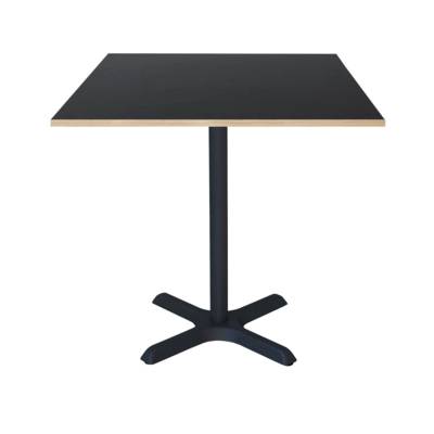 Table pied noir 70x70cm noir chant bois - intérieur - RestooTab
