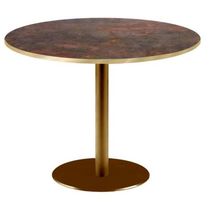 Table pied Doré Ø120cm rouille underground chants laiton - intérieur - RestooTab