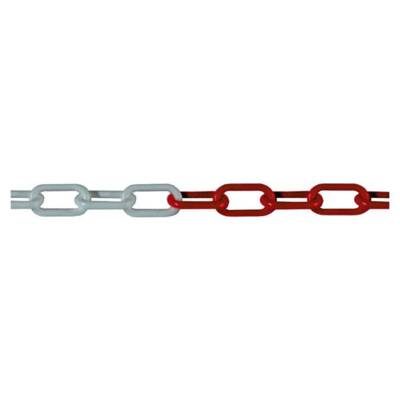 Chaîne plastique Ø8 mm Rouge/Blanc LEVAC L.32 x H.11mm - Sachet de 25 m - 2045B - Maxoutil