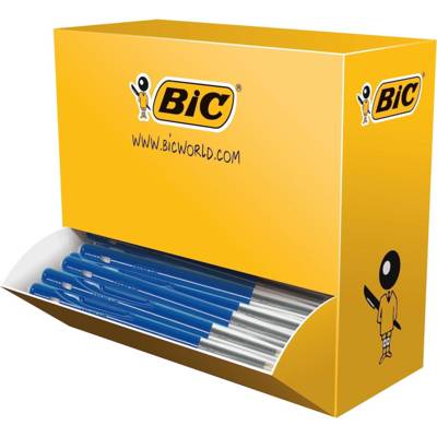 Pack 100 Stylos Bille Rétractable M10 Clic Pointe Moyenne Bleu