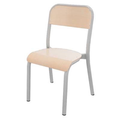 Chaise TRÉVISE 4 pieds assise et dossier bois Blueprotech® piètement époxy - T3 - Gris RAL 9006 - MOBIDECOR