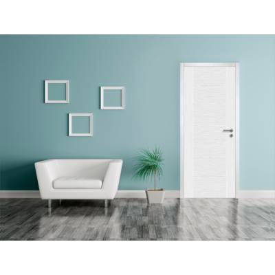 Bloc-porte isolant matricé ARCTIQUE prépeint à recouvrement huisserie Créaconfort 73x55mm droit poussant - 204x83cm - Gedimat - KEYOR