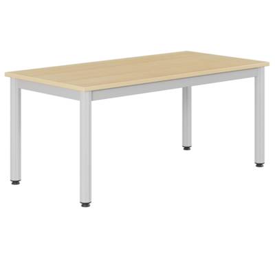 Table CARÉLIE plateau ép.19 mm mélaminé chant ABS pièt. Époxy - 120x60 cm - T2 - Hêtre miel/gris alu RAL 9006 - Mobidecor