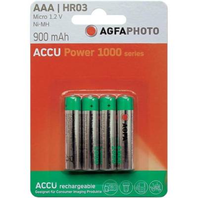 Lot de 4 Piles Rechargeable NiMH - Format R03/AAA - 900 mAh