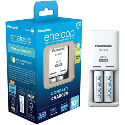 Eneloop Chargeur Compact Charger BW-CC50 avec 2xAA 2000 mAh