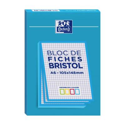 Bloc de 30 fiches bristol 105X148 non perforées Q5/5 bleu