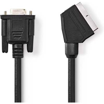 Câble SCART Mâle VGA Femelle 15p Plaqué nickel 480p 2.00 m Rond PVC Noir