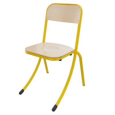 Chaise TRÉVISE AST assise et dossier bois Blueprotech® piètement époxy - T6 - Jaune RAL 1003 - Mobidecor