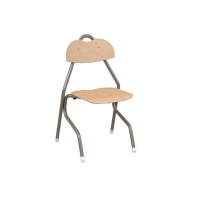 Chaise TEMPO assise et dossier bois Blueprotech® piètement aluminium époxy - T6 - Noisette cuir - MOBIDECOR