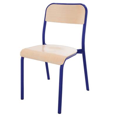 Chaise TRÉVISE 4 pieds assise et dossier bois Blueprotech® piètement époxy - T5 - Bleu RAL 5002 - Mobidecor