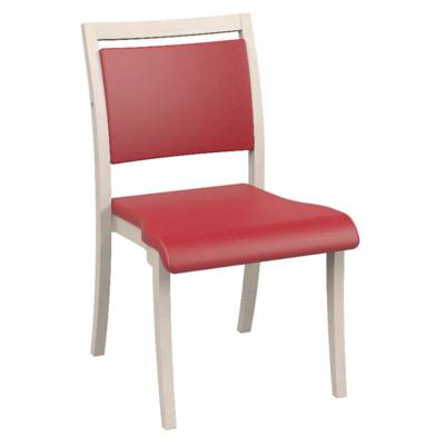 Chaise POLKA assise et dossier tissu enduit GINKGO piètement bois - T6 - Pivoine/blanc pastel - Mobidecor