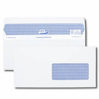 Boîte de 500 enveloppes blanches DL+ 112x225 90 g fenêtre 45x100 - GPV