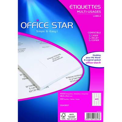Boite de 4000 étiquettes multi-usage blanches 48.5x25,4mm