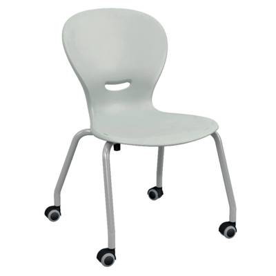 Chaise HAVA 4 pieds mobile coque polypropylène piètement époxy - T6 - Gris/gris alu RAL 9006 - Mobidecor