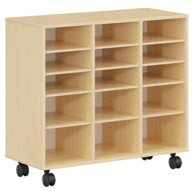 Meuble PICCOLO mobile 15 cases mélaminé - L104,5xP45xH95 cm - Hêtre miel - MOBIDECOR
