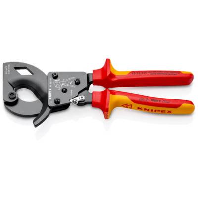 Coupe-câbles à cliquet - 250 mm - D. 32 mm - Isolé - KNIPEX - 9536250