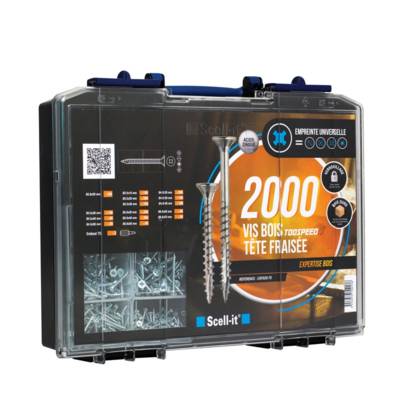 Coffret de 2000 vis à bois TCQ SCELLIT - tête fraisée - COF020-TS - Maxoutil