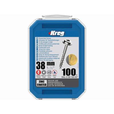 Vis zinc KREG 38 mm avec filetage grossier - Boite de 250 vis - SML-C150-250-INT