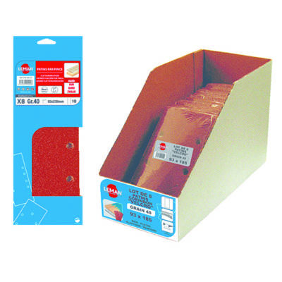 Patin velcro multi-usages 8 trous 93x185 grain 40 - lot de 8 pièces - Gedimat