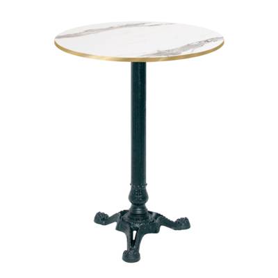 Mange-debout pied noir Ø60cm marbre blanc chant laiton - intérieur - RestooTab