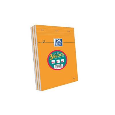 Lot de 3 bloc-notes orange A4 quadrillé 5x5 80 feuilles 80g