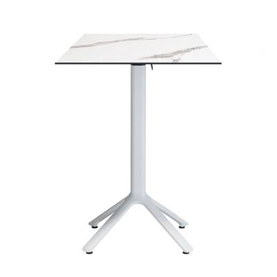 Mange-debout rabattable pied blanc 60x60cm marbre blanc - terrasse - RestooTab