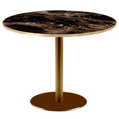 Table pied Doré Ø120cm berbe capuccino chants laiton - intérieur - RestooTab