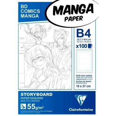Manga bloc Storyboard B4 100 Feuilles G.6C 55g - CLAIREFONTAINE