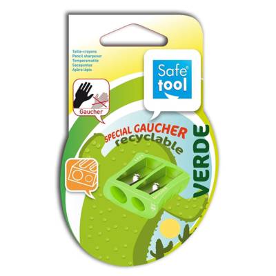 Taille-crayon  "VERDE"  2 usages plastique Spécial GAUCHER Vert