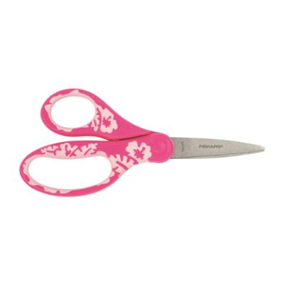 Ciseaux enfants "Softgrip" 15 cm coloris rose à fleur
