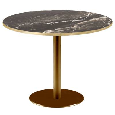 Table pied Doré Ø120cm marbre royal chants laiton - intérieur - RestooTab