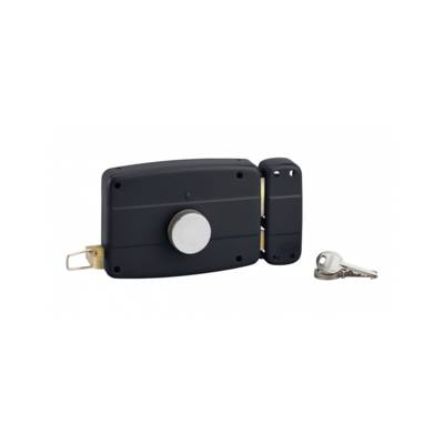 Serrure de garage à cylindre et bouton tirage droite 140x90mm - Gedimat - THIRARD