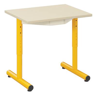 Table PETITE FRIMOUSSE HR plateau ép.21 mm stratifié chant ABS pièt. époxy - 60x50 cm - T1 à T4 - Ivoire/jaune RAL 1003 - MOBIDECOR