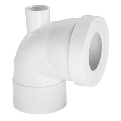 Pipe rigide courte coudée femelle Ø100 mm + piquage femelle Ø40 mm - Gedimat - WIRQUIN