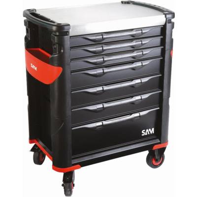 Servante grand volume 7 tiroirs SAM OUTILLAGE noire plateau inox - 417HK - Maxoutil