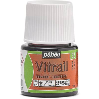 Flacon 45ml peinture VITRAIL transparent SAUMON - PÉBÉO