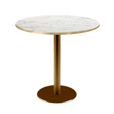 Table pied Doré Ø70cm calacatta chants laiton - intérieur - RestooTab
