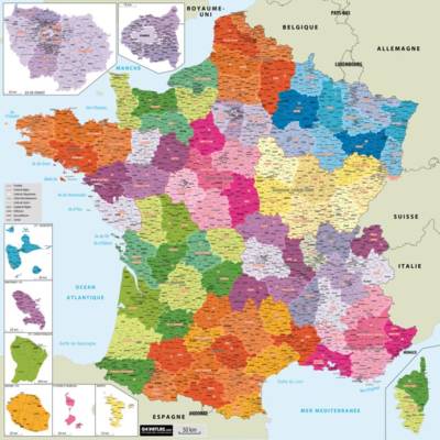 Carte de France administrative 13 nouvelles régions souple